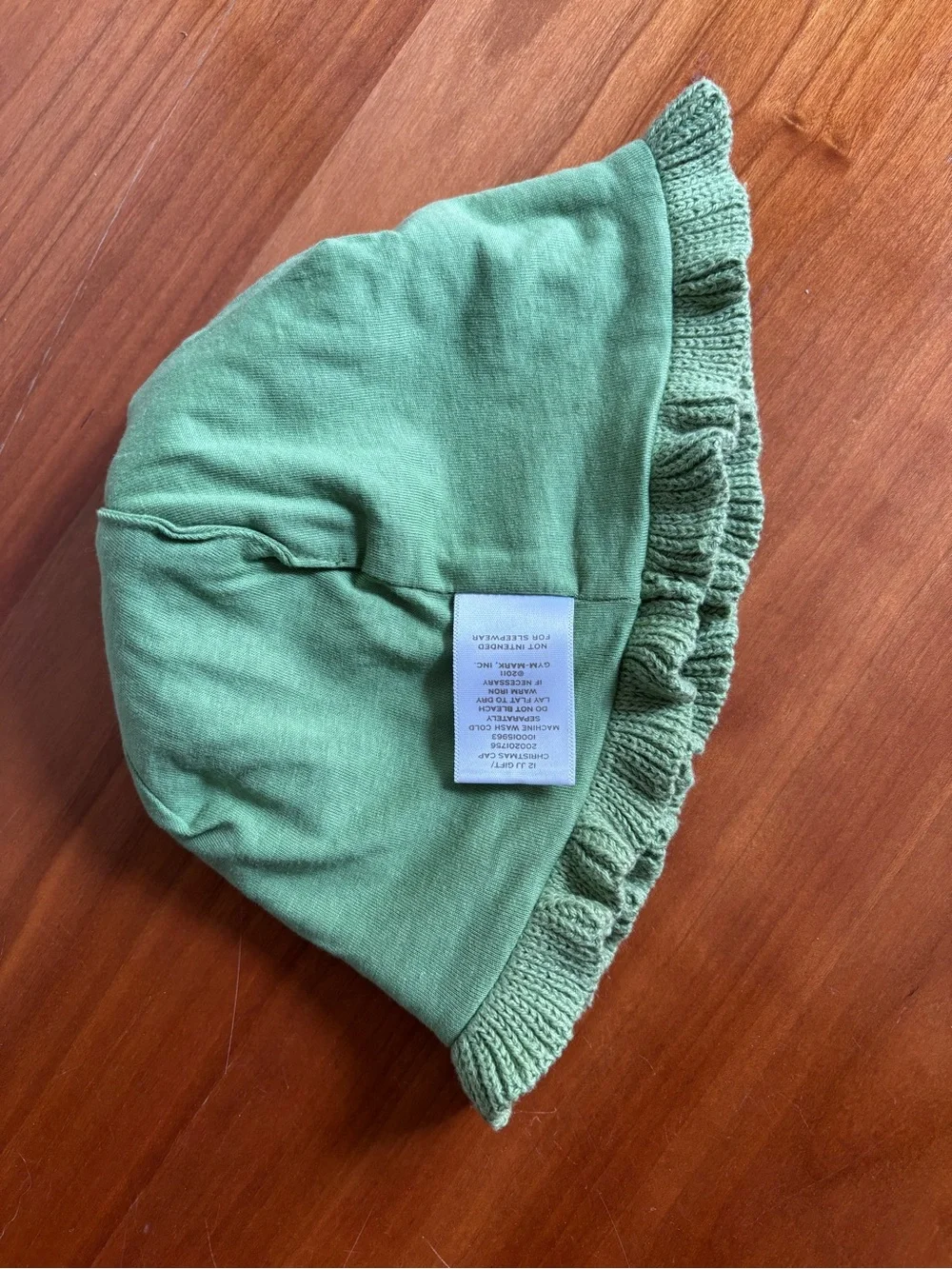 Janie and Jack Olive Green Knit Ruffle Beanie with Cream Reindeer 100% Cotton